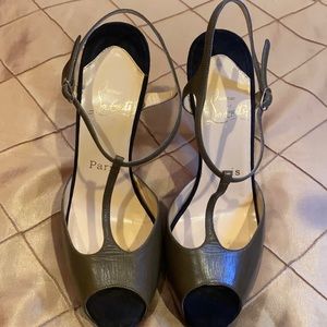 Christian Louboutin dark green platforms 37.5